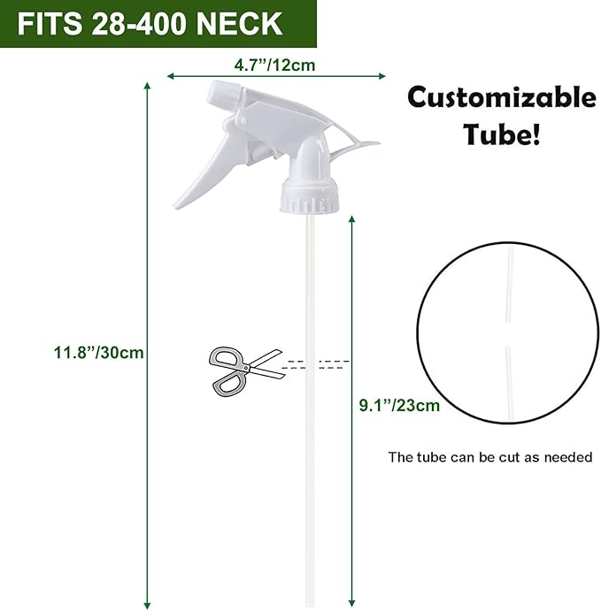 30 Pack Spray Bottle Nozzles, Heavy-Duty Stream Trigger Spray Nozzle Replacement Parts Adjustable Head Sprayer with Mist Stream Sprayer Fits 8oz /16oz Spray Bottles Round 28/400 Neck Bottles