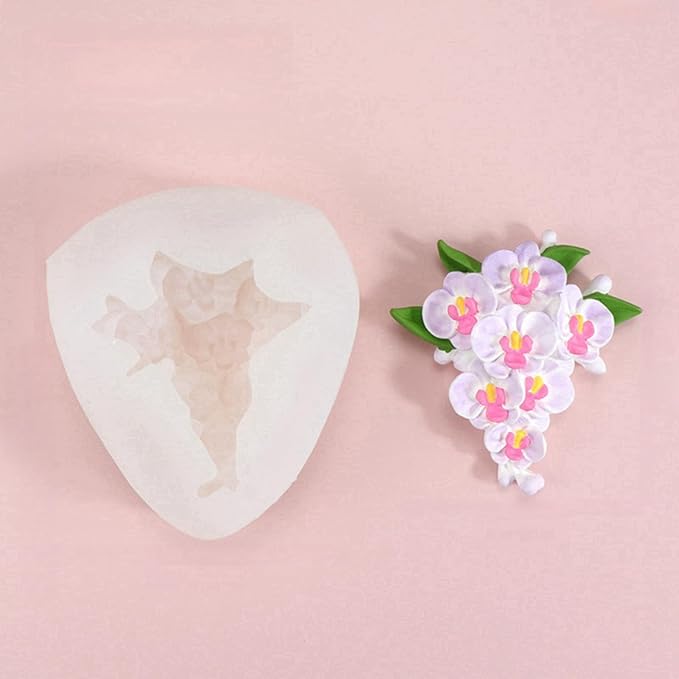3D Flower Bouquet Candle Soap Silicone Molds Fondant Chocolate Candy Cake Decorating Mould Resin Clay Baking Pastry Tools (Moth Orchid)