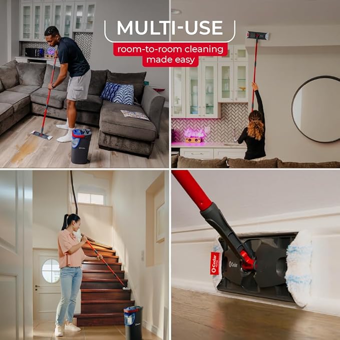 O-Cedar H2prO Flat Mop System | Quick Cleaning Tool | Clean with Clean Water | Machine Washable Reusable Microfiber Mop Pad | Safe on Wood Floors, Vinyl, Tile, Baseboards, Walls