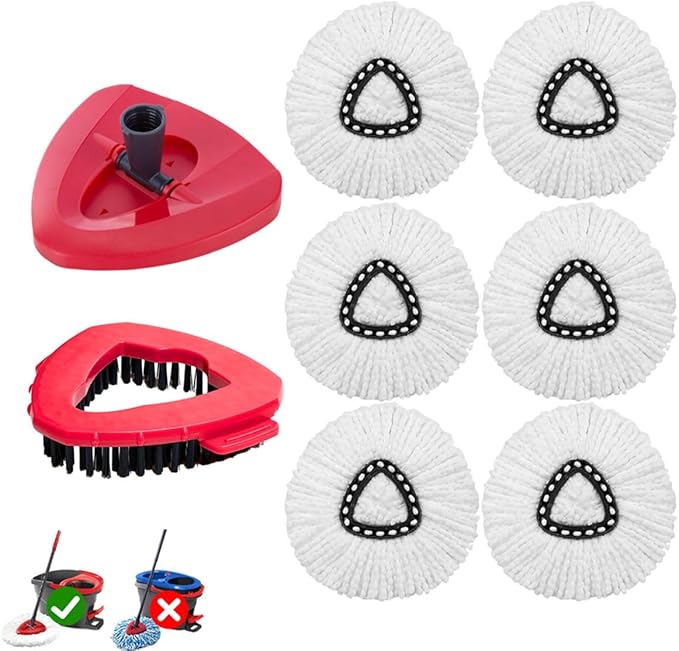 8-Pack Reusable Mop Head Replacement for O Cedar Easywring 1-Tank System, Microfiber Spin Mop Refills Compatible with Vileda 2-in-1 Turbo Triangle