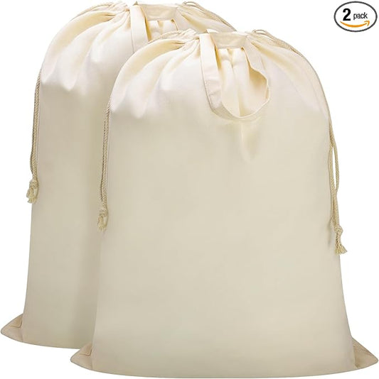 Canvas Laundry Bag 33"x 35", Thick Cotton Laundry Bag with Handles & Drawstring, Extra Large Heavy Duty Washable Basket Liner Hamper Liner Canvas Storage Sack (Beige XL, 2 Pack)