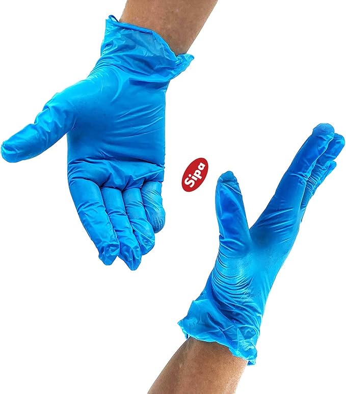 SIPA Nitrile Disposable Gloves 2.8 Mil, Pack of 100, Latex Free, Powder Free Safety