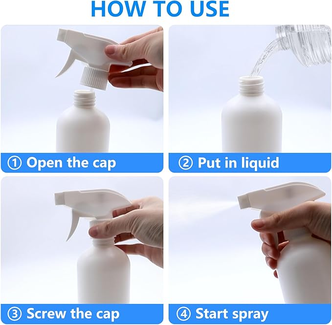 2 Pack of 16.4oz (500ml) Plastic Spray Bottles – Leak Proof, Adjustable Nozzle, Empty Spray Bottles for Cleaning Solutions-Squirt Bottles for Plants, Pet, Vinegar, BBQ