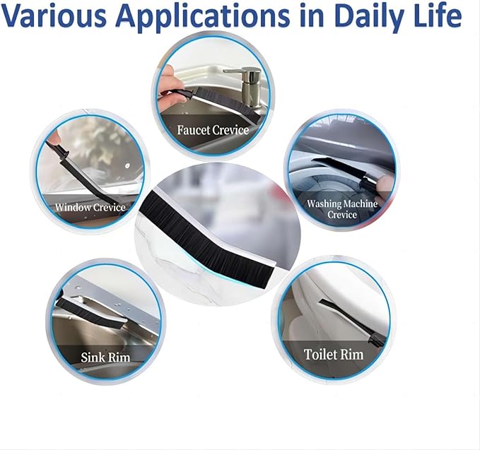 Crevice Cleaning Brush Cleaning Tools Cleaning Supplies Grout Brush Scrub Brush Toilet Brush for Household Use for Cleaning Bathroom Kitchen 3 Pcs (Black)