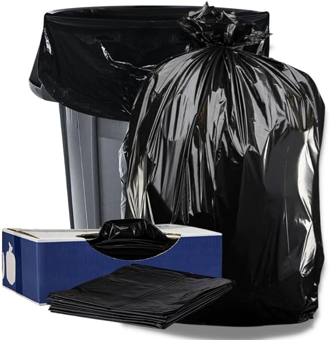 Plasticplace Contractor Trash Bags 40-45 Gallon │ 3.0 Mil │ Black Heavy Duty Garbage Bag │ 40” x 48” (50 Count)