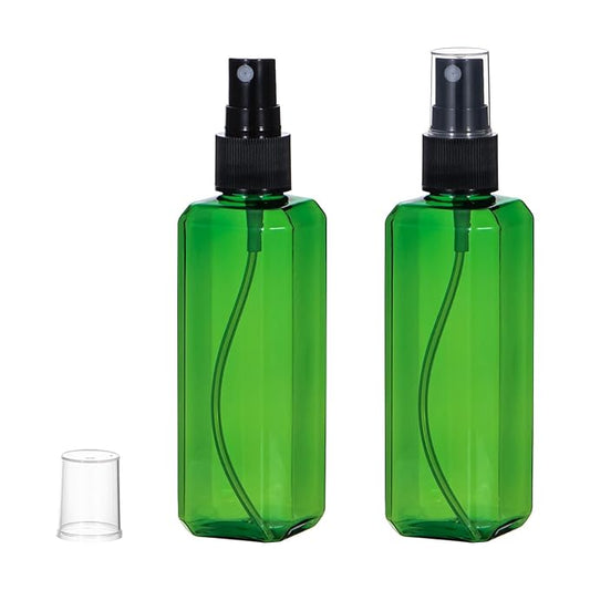 Yebeauty Spray Bottles for Essential Oils, 3.4oz Refillable Plastic Misting Spray Bottle Empty Atomizer Fine Mist Spray Bottle for Beauty Products Cleaning, 2 Pack Green