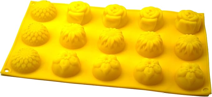 X-Haibei Floral Silicone Mold – Sunflower, Chrysanthemum, Rose, and Small Flower Designs – Perfect for Guest Soap, Sample Soap, Lotion Bars, Chocolate, and Jello 1oz, Dia. 1.6inch