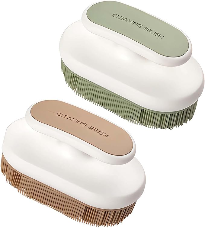 2Pcs Soft Bristle Cleaning Brush Silicone Laundry Stain Brushes Small Household Washing Brush Scrub Brushes for Cleaning Laundry Brush for Stains on Clothes Hats Underwear, Comfort Grip