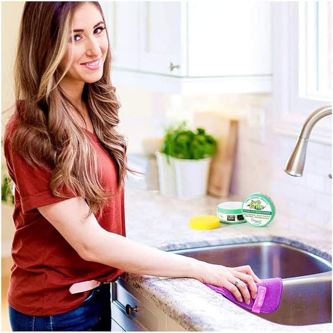 All Natural Multipurpose Cleaner for Bathroom, Floor, Kitchen and More | 300g Citrus Natural Clay Tub + Sponge (2-Pack) Includes Bonus Diamond Towel Cleaning Supplies Kit