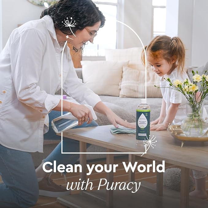 Puracy Multi-Surface Cleaner Concentrate - Plant-Powered Everyday Surface Cleaner - Natural All Purpose Cleaning Solution As Seen on TikTok (Organic Lemongrass, 16 fl oz)