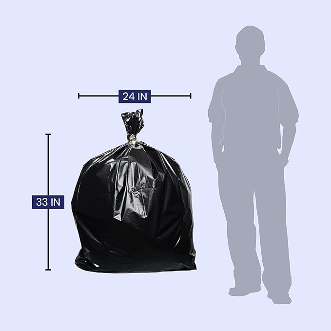 BAG UP Solutions Stronghold Trash Bags, Garbage Bags, Bin Liners, For Domestic & Office Use, 13-16 Gallons, 24 x 33 Inches, 500 Bags, Black
