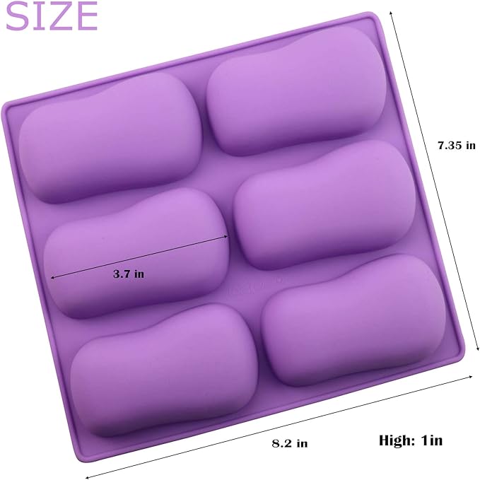 2 Pack Oval Silicone Soap Molds，6 Cavity Soap Molds for Soap Making Silicone Molds for Soap Bath Bombs Shower Steamer Lotion Bars