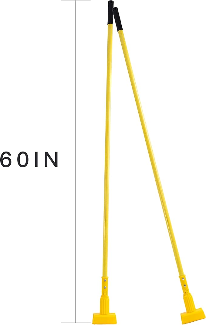 Matthew Cleaning Commercial Quick-Change Fiberglass Mop Handle for Floor Cleaning Heavy Duty Mop Stick Replacement 60inch Jaw Clamp-Style Wet Mop Gripper Holder Handle 6 Packs