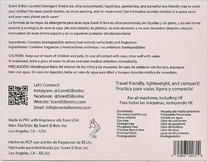 Luxury Scented Laundry Detergent Sheets, 60 Loads, Le Rose Scent With Vanilla, Sandalwood, Patchouli, Eco-Friendly Formula, Biodegradable Detergent Strips, Liquid-Free Laundry Sheets