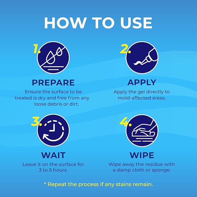 Mold Stain Remover Gel Cleaner Heavy Duty Cleaning Solution for Front Loader Washing Machine Seal, Bathroom Grout, Shower, Caulk - with 11.81" x 11.81" Purple Microfiber Cloth (7 fl oz)