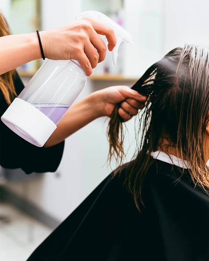 2 Pack 360° Glass Spray Bottles with Silicone Sleeve, 16 oz Empty Refillable Containers with Adjustable Spray Nozzles, Spray Bottles for Hair, Cleaning Solutions and Plants White