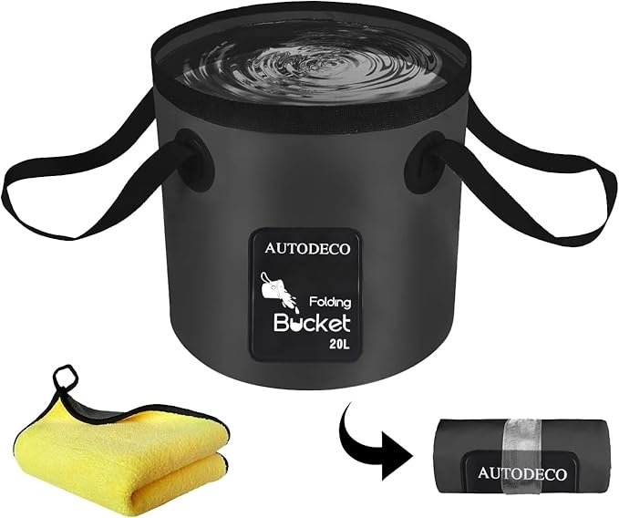 AUTODECO Collapsible Bucket 5 Gallon Container Folding Water Bucket Portable Wash Basin 20L