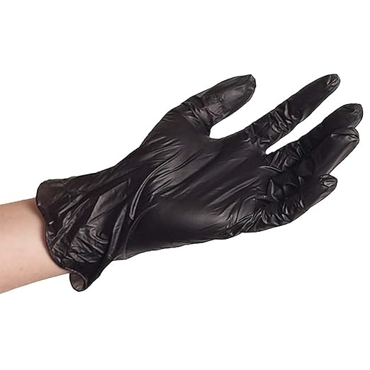 ForPro Professional Collection Disposable Vinyl Gloves, Black, Industrial Grade, Powder-Free, Latex-Free, Non-Sterile, Food Safe, 2.75 Mil. Palm, 3.9 Mil. Fingers, Large, 100-Count (Pack of 10)