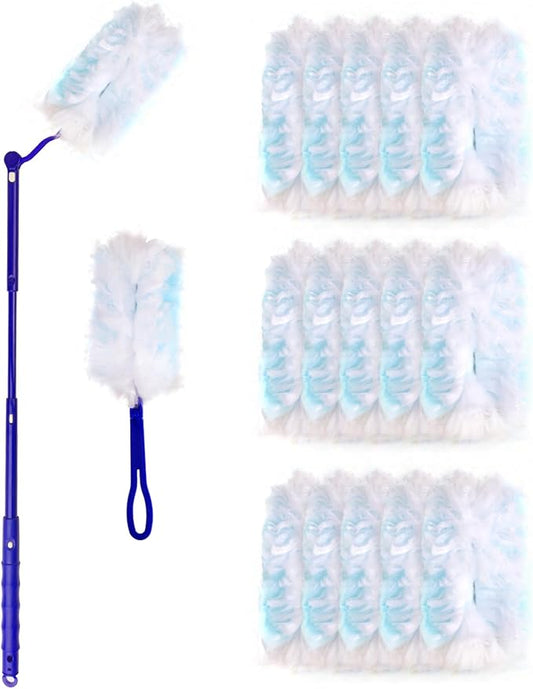 180° Dusters Multi Surface Duster Refills Kit Extender Handle (1 Long Handle to + 1 Short Handle + 15 Duster Refill)