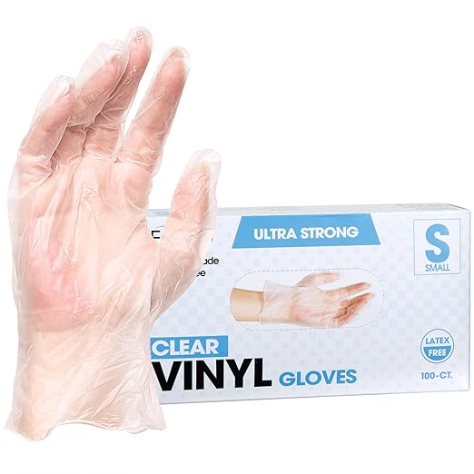 ForPro Disposable Vinyl Gloves, Clear, Industrial Grade, Powder-Free, Latex-Free, Non-Sterile, Food Safe, 2.75 Mil. Palm, 3.9 Mil. Fingers, Small, 100-Count (Pack of 10)