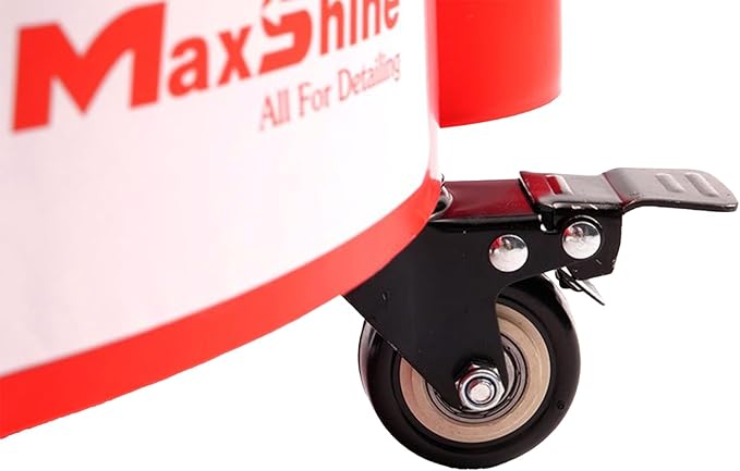 Maxshine Bucket Dolly | Fits 3–5 Gallon Detailing Buckets | Heavy-Duty Mobile Car Wash Dolly with 360° Swivel Wheels, Bottle & Brush Holders, Locking Screws, Auto Detailing Organizer