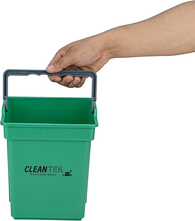Restaurantware-Clean Tek Professional 4 Quart Cleaning Bucket, 1 Utility Pail with Handle - Heavy-Duty, Portable, Green Plastic Washing Pail, Perfect for Household, Outdoor, Car Wash and More