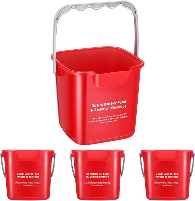 Uiifan 3 Pcs 6 Quart Bucket for Cleaning Small Sanitizing Square Bucket Detergent Pail Plastic Utility Cleaning Pail for Home Commercial Restaurant Kitchen Office School Commercial Use(Red)