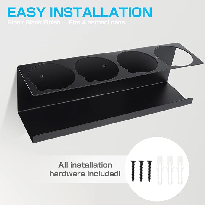 RealPlus Aerosol Spray Can Holder Rack Organizer, 4 Can Spray Bottle Holder Heavy-Duty Steel Wall Mounted for Garage and Workspace, Pack of 6