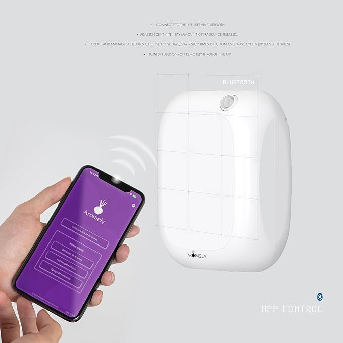 Aromely Smart Bluetooth Nebulizing Aromatherapy Scent Diffuser, Essential Oil Diffuser for Home, Spa & Office, Waterless Aroma Diffuser, App Controlled Perfect Air Freshener up to 1,500 SQFT - White