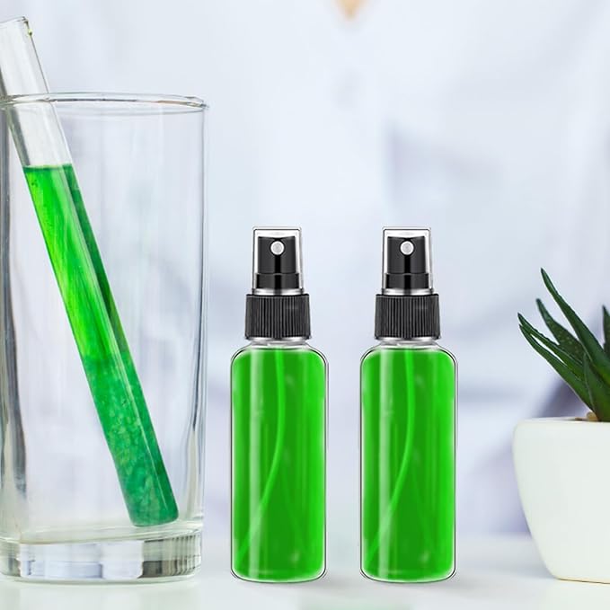 120 Pcs 2 oz Plastic Spray Bottles with Black Cap for Mini Spray Bottles, Clear Empty Fine Mist Liquid Container Refillable Sprayer for Essential Oils, Perfumes, Travel, Makeup