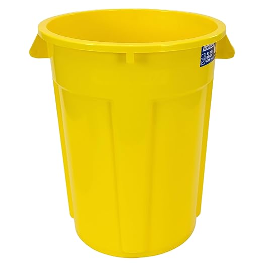 Magnum 55 Gallon Trash Can, High-Vis Yellow, Construction Grade, Heavy Duty Plastic, Jobsite Ready for Handling and Holding Garbage CMTC-C000-55Y01 (1 Pack)