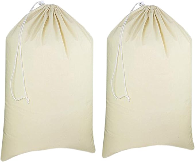 Urban Villa Laundry Bags 2 Pack Canvas Dirty Clothes Travel Laundry Bag|Machine Washable|Reusable College Hostel Liner Bag for Garments with Drawstring Closure - Size 28 x 36 Inches