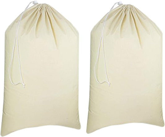 Urban Villa Laundry Bags 2 Pack Canvas Dirty Clothes Travel Laundry Bag|Machine Washable|Reusable College Hostel Liner Bag for Garments with Drawstring Closure - Size 28 x 36 Inches