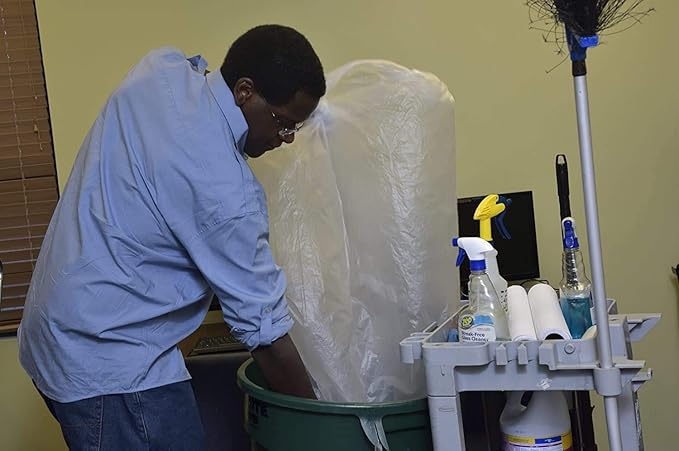 Aluf Plastics High Density Trash Bags, 33 Gallon, 500 Count, 13 Micron (eq), 33" x 40", Clear, for Bathroom, Office, Industrial, Commercial, Janitorial, Municipal, Recycling