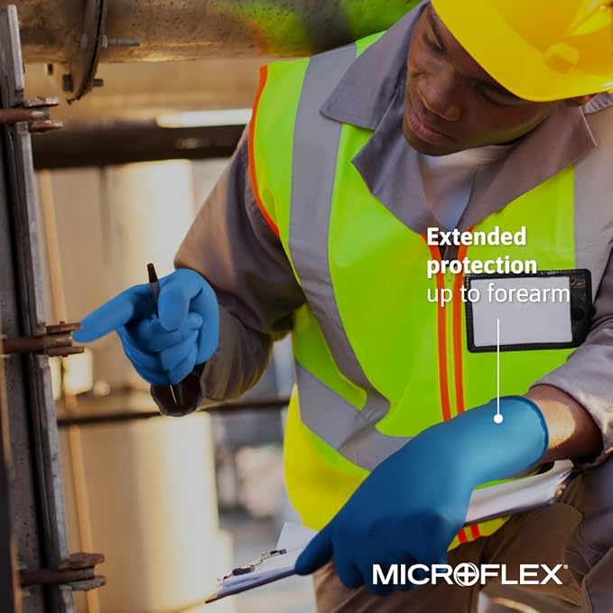 Ansell Microflex SafeGrip SG-375 Extra Thick Disposable Latex Gloves for Life Sciences, Automotive w/Textured Fingertips