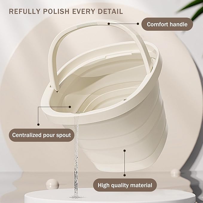 2-Pack Collapsible Buckets (2.6 Gallon/10L) - Foldable Rectangular Design with Handles, Space-Saving for RV, Camping, Car Wash, Fishing & Cleaning - Durable, Portable & Multi-Purpose