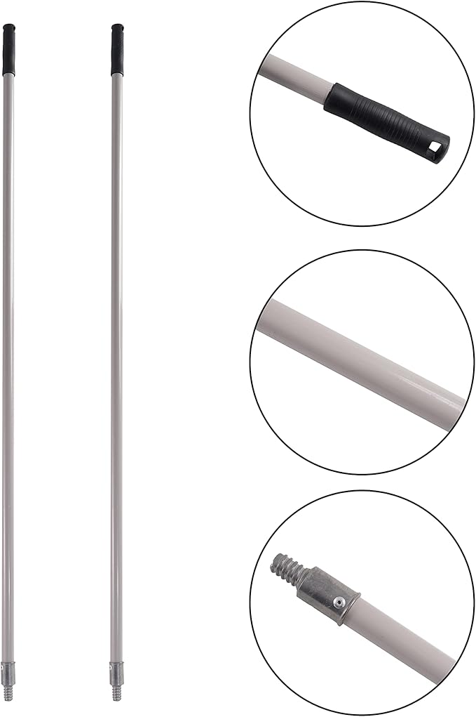 Matthew Cleaning Commercial Screw On Mop Handle for Floor Cleaning Heavy Duty Mop Head Replacement Holder 60inch with Threaded Metal Tip(Gray, 6 Pack)