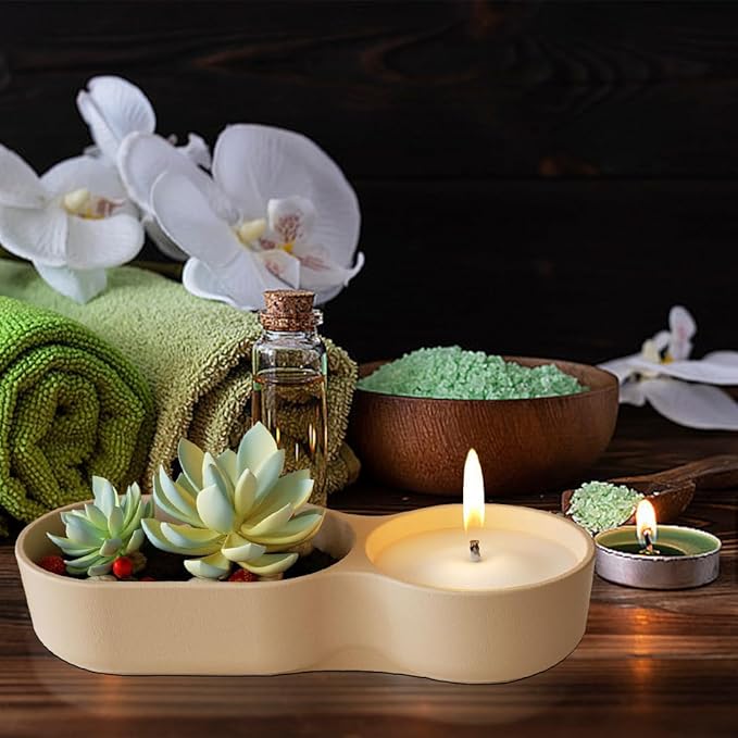 Candle Vessel Silicone Mold, Oval Bowl Silicone Molds for Resin, Flower Pot Planter Resin Molds, Jewelry Storage Box Mould, Plant Trinket Candy Tray Cement Mold Art Craft (Candle Boat)