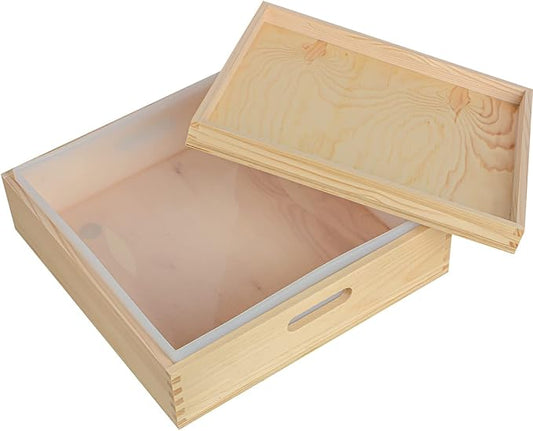 Large Soap Molds, 8L/282oz Rectangle Silicone Liner for 18 Bar Mold with Wooden Box and Lid,DIY Handmade Soap Making Tools