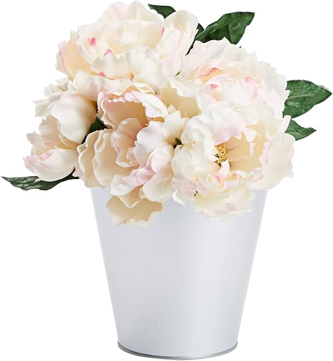 Juvale Metal Bucket 3-Pack - 7 in Top Dia x 4.5 in Bottom x 7.2 in H, 100 oz, Silver - Ice Bucket & Beer Chiller Tin Pails, Galvanized Party Pails for Centerpieces