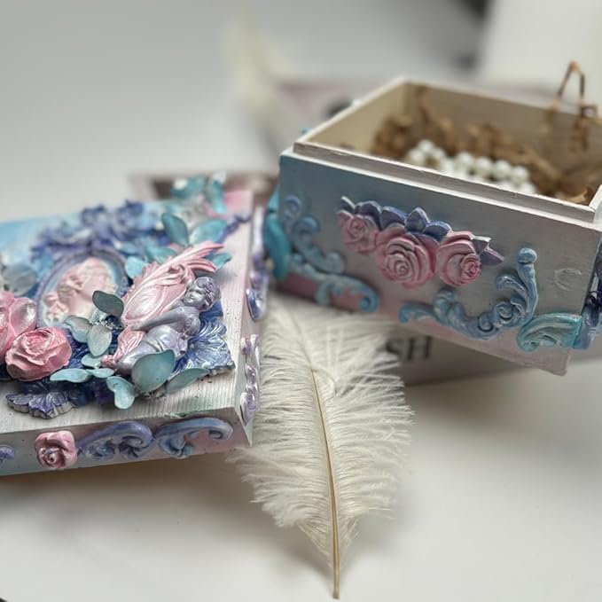 Art Mold for Polyclay Air Dry Clay Plaster, Border Frame with Cupids