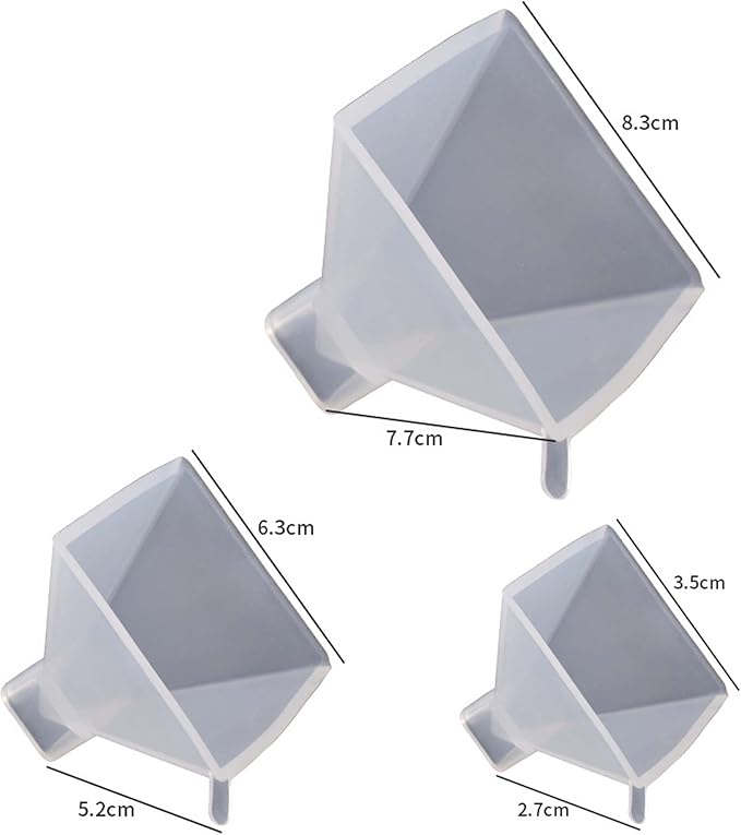3D Pyramid Candle Molds - Set of 3, Silicone Resin Casting Molds for Craft Supplies