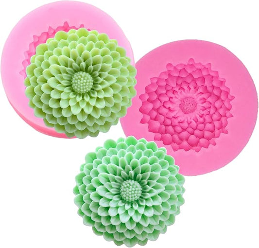 2Pcs Small Sunflower Silicone Mold for Fondant Chocolate Candy Cake Decorating Candle Soap Baking Pastry Polymer Clay