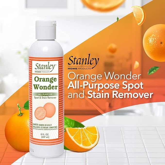 Stanley Home Products Orange Wonder All-Purpose Spot and Stain Remover - Eco-Friendly Oil & Grease Cleaning & Laundry Detergent For Baby & Kid's Clothing, Carpet, Furniture, Couch & Car Interior (Pack 6)