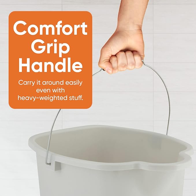 Superio Plastic Bucket Mop with Handle and Spout for Floor Cleaning (Soft Grey)