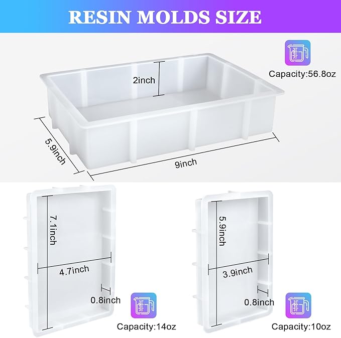 KISREL Large Rectangular Resin Molds, Epoxy Resin Casting Deep Silicone Mold, Large Molds for Flower Preservation, Deep Pour Molds for Furniture Decoration, DIY Wedding Bouquets, Valentine's Day Gifts