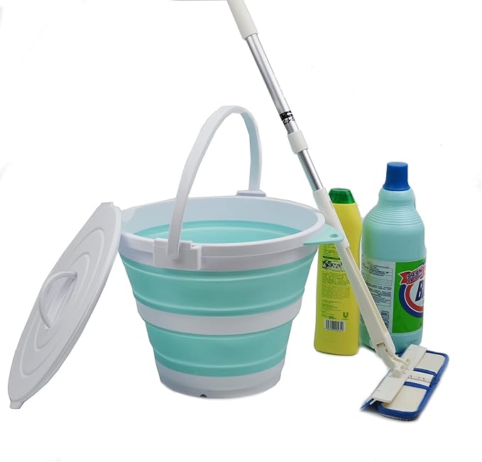 SAMMART 10L (2.64Gallon) Collapsible Fishing Bucket with Locking Lid - Portable Plastic Water Pail - Space Saving Outdoor Waterpot - Trunk Organizer for All Types of Vehicles