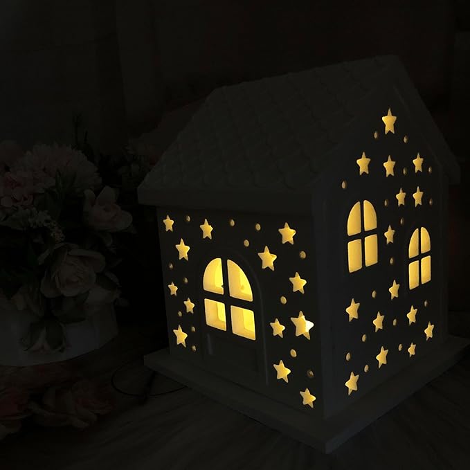 Decorative House Silicone Resin Mold Set, Christmas Night Light Casting Molds with Star Pattern, DIY Epoxy Craft