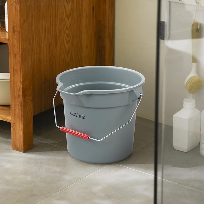 Ramddy 4 Packs 14 Quart Commercial Cleaning Bucket Pail, Heavy Duty Round Utility Pail, Gray