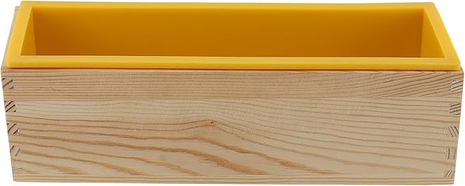 ZOENHOU 3PCS 42oz Soap Molds, Yellow Flexible Rectangular Silicone Soap Making Molds Kit with Wood Box DIY Tool Set for Soap Making Supplies